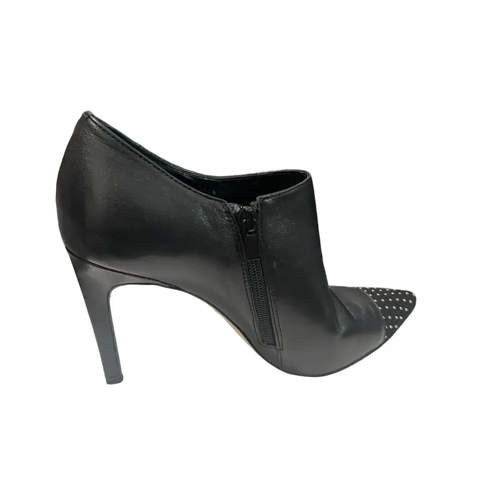 WHBM White House Black Market Klaudia Leather Ankle Booties Gold Studded Toes 8M